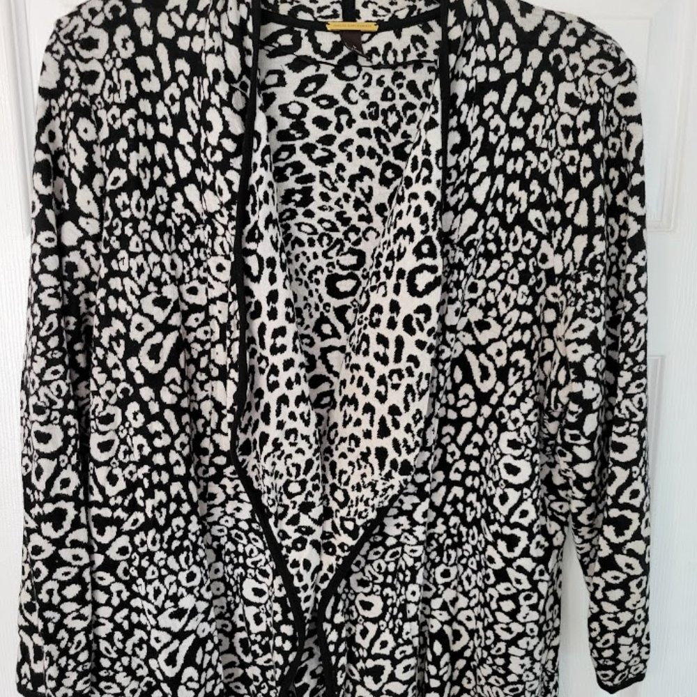 Dana Buchman animal‎ print open cardigan Size L